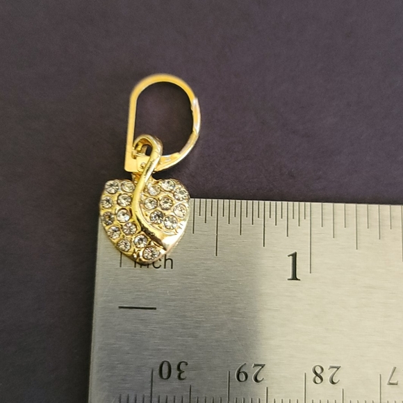 Rhinestone Heart Charm Necklace and Earrings Set - Picture 6 of 8